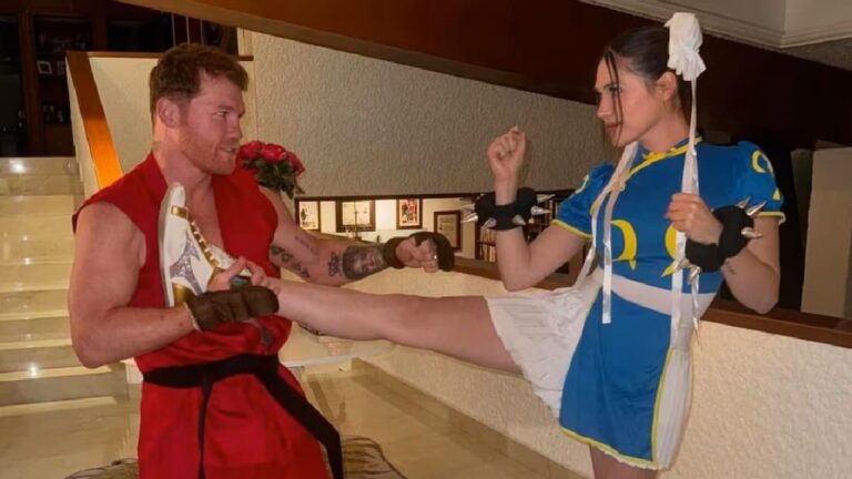 Critican a 'Canelo' Álvarez y su esposa por disfrazarse de 'Street Fighter' en Halloween
