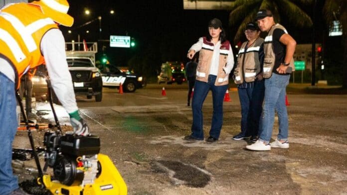 Mega operativo de bacheo para atender tres años de rezago en Playa del Carmen