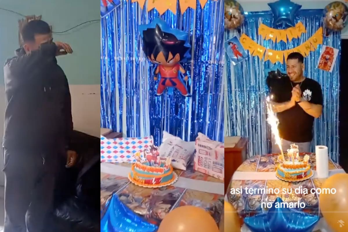 VIDEO: Hombre rompe en llanto por fiesta sorpresa de cumpleaños de ‘Dragon Ball’ que su esposa le preparó
