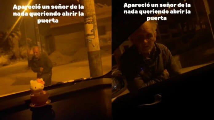 Taxista capta en video a supuesto abuelito fantasma queriendo entrar a su auto