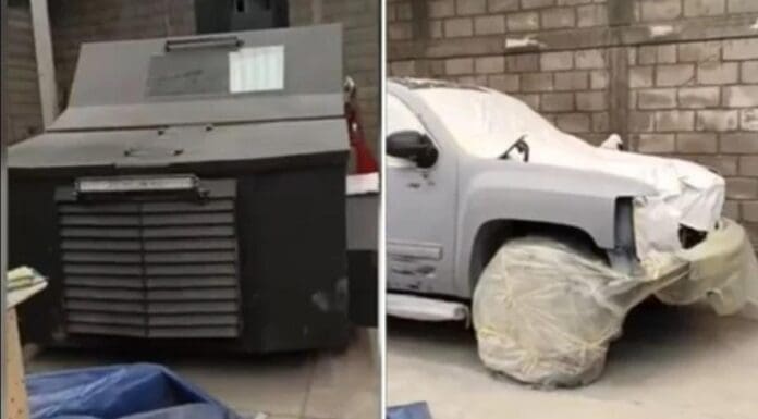 Localizan vehículos monstruo y armas en taller clandestino de Tuxtla Gutiérrez, Chiapas. No se sabe a qué grupo pertenecen.