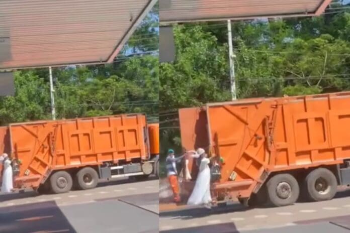VIDEO: Hombre que recoge basura se vuelve viral por hacerlo vestido como una novia