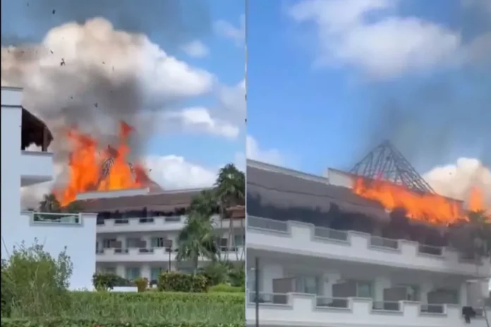 VIDEO: Reportan incendio en terraza del hotel Blue Bay, en Playa del Carmen