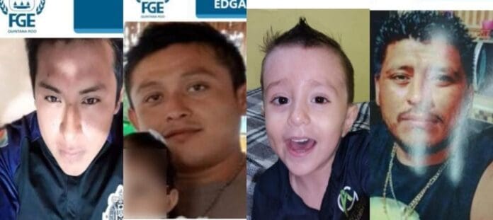 Buscan a tres hombres y a un niño reportados como desaparecidos en Quintana Roo. Se pide ayuda para su localización.