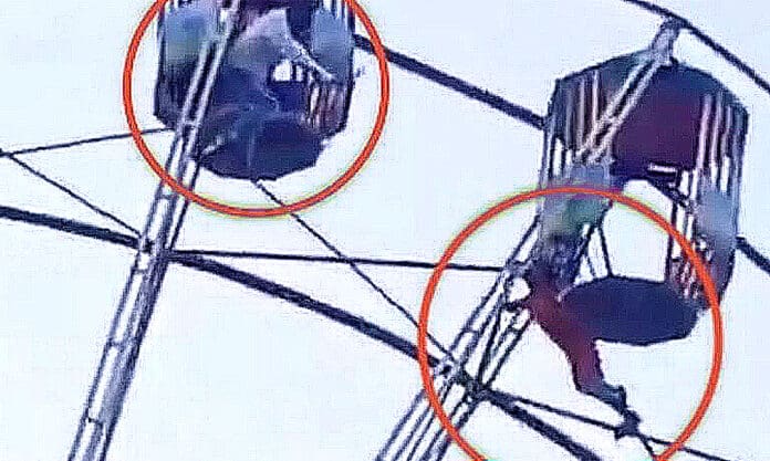 Video: Captan caída de niña en una rueda de la fortuna en India