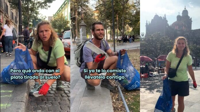 Extranjeros se vuelven virales tras recoger la basura del Centro Histórico de la CDMX