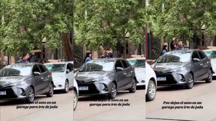 Video: Hombres destrozan auto con palos y piedras porque obstruía la entrada de su casa en Argentina