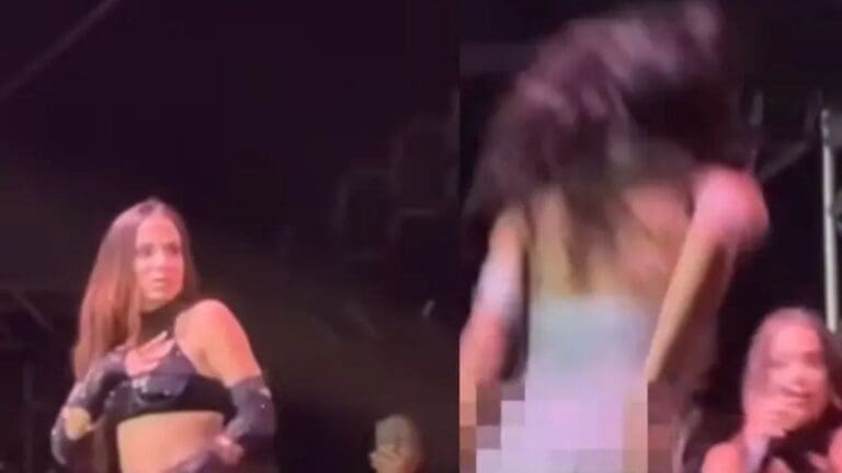 Video: Fan burla la seguridad y sube al escenario para abrazar a la cantante Anitta