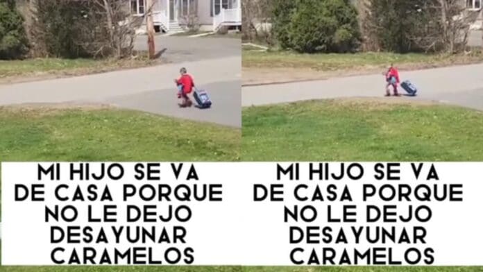 Video: Niño se va de su casa con todo y maleta; su madre no lo dejó desayunar dulces