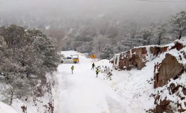 Video: Quedan aisladas comunidades de Chihuahua y Sonora luego que nieve congelara carreteras