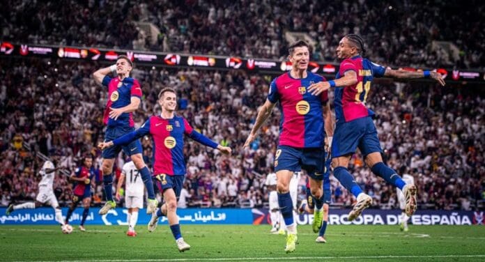 Barcelona golea 5-2 al Real Madrid en la final de la Supercopa de España. Es la segunda derrota merengue ante los culés.