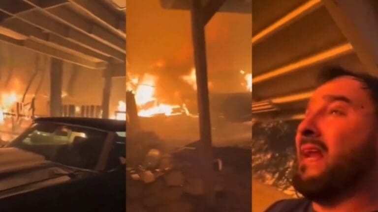 VIDEO: Hombre en California se niega a abandonar su lujosa colección de autos en medio de los incendios