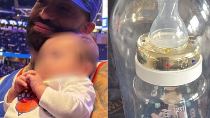 Arcángel le regala un biberón de 14 quilates a su primer nieto
