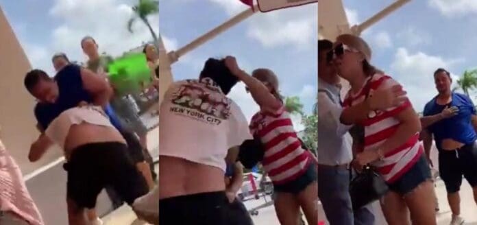 Se agarran a golpes unos clientes en el Costco de Cancún. El incidente fue captado en el área de comida de la tienda.