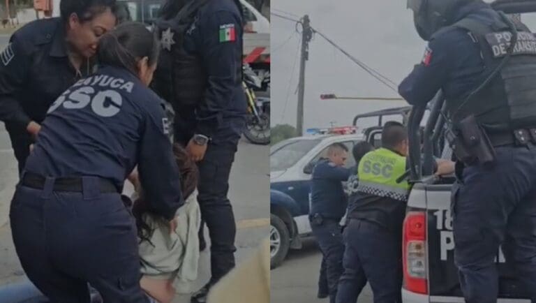 Policías de Tizayuca, Hidalgo someten con golpes y gas lacrimógeno a pareja de motociclistas que viajaba sin casco