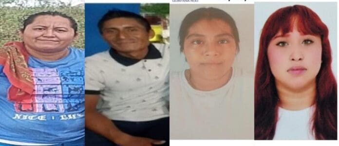 Desaparecidos en Quintana Roo; buscan a una mujer, un hombre y dos menores. Están activas sus fichas de búsqueda.