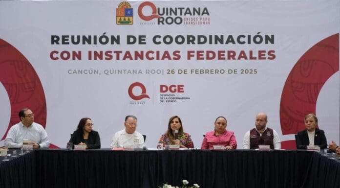 Preside Mara Lezama histórica reunión interinstitucional estatal-federal en Quintana Roo luego de 13 años de no realizarse una.