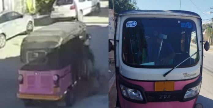 Un mototaxista asaltó a una mujer y casi lesiona a una niña en Cancún. La gente ya dio con él y pide que sea detenido.