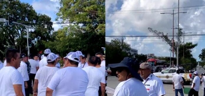 Se manifiestan los taxistas de Cancún; exigen la liberación de su exdirigente 