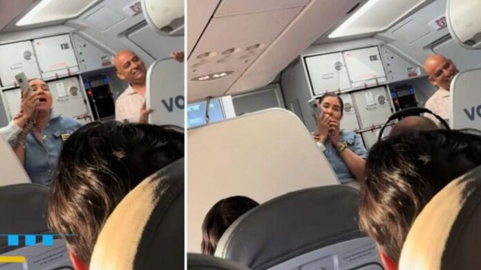 Azafata de Volaris grita una porra para Viva Aerobús por error y la comparan con Pedro Sola