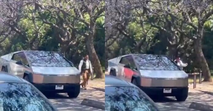 VIDEO: Critican a dueños de Cybertruck por estacionarla en carril de bicicletas en Chapultepec, CDMX