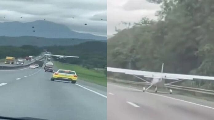 Video: Avioneta aterriza de emergencia en medio de autos en una carretera de Brasil