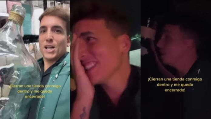 Hombre graba el momento en que lo encierran por error dentro de una tienda al cerrar