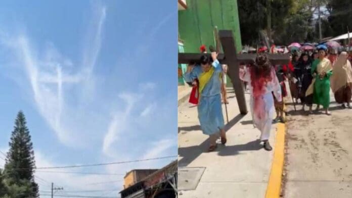 Video: se forma cruz en el cielo durante viacrucis en Edomex
