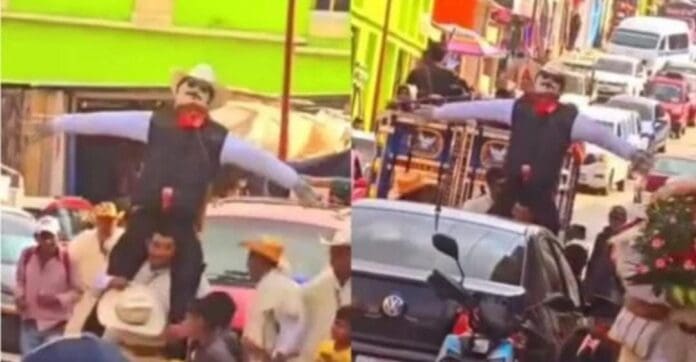 Algunos indígenas tzotziles de Chiapas quemaron un Judas con la figura de Jesús Malverde, patrono de los narcos.