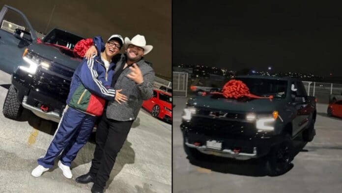 Eduin Caz, vocalista de Grupo Firme, le regala lujosa camioneta a su acordeonista por su cumpleaños