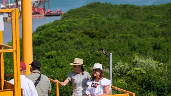 Supervisa Claudia Sheinbaum y Mara Lezama avance del puente Nichupté, obra que conectará gratuitamente más rápido a las familias quintanarroenses