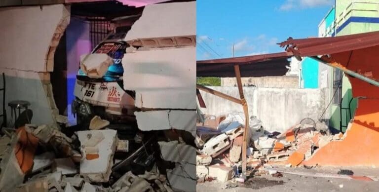 Denuncia un ciudadano que los taxistas de Cancún no quieren pagar por daños luego que una combi chocara su casa.