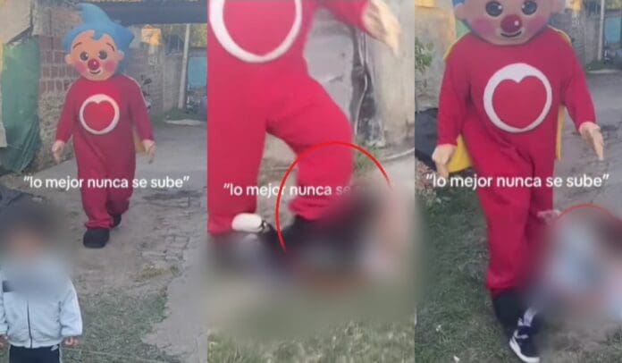 Botarga de Plim Plim derriba a un niño en plena fi