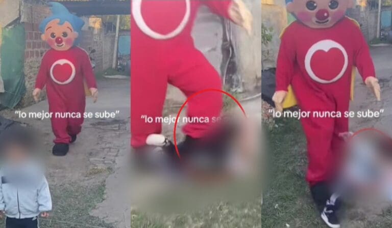 Botarga de Plim Plim derriba a un niño en plena fi