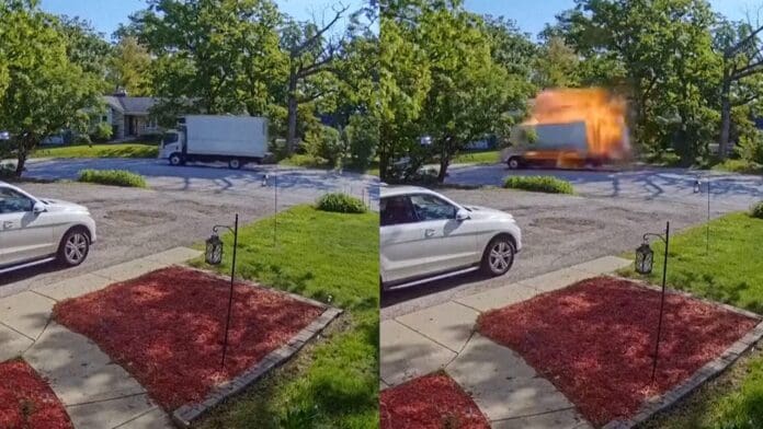 Explota camión de mudanzas en Estados Unidos; conductor resultó herido