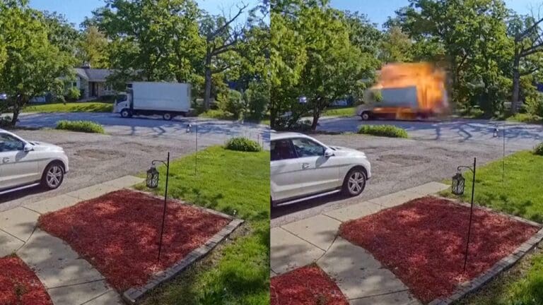 Explota camión de mudanzas en Estados Unidos; conductor resultó herido