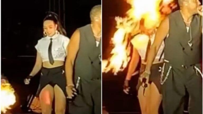 Video: Bailarina se quema el rostro con un lanzallamas durante concierto en Monterrey, Nuevo León