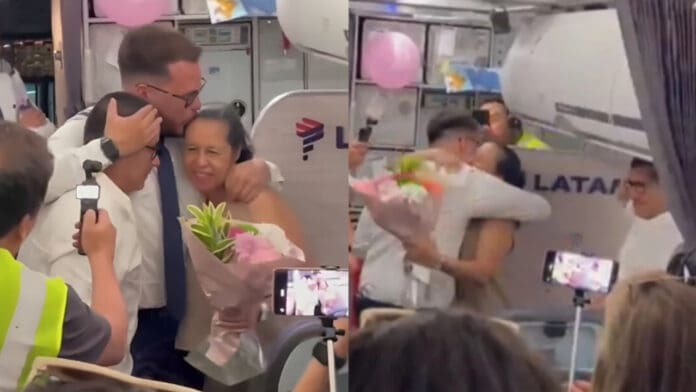 Video: Piloto de Colombia sorprende a sus padres, que iban a bordo en su primer vuelo como capitán