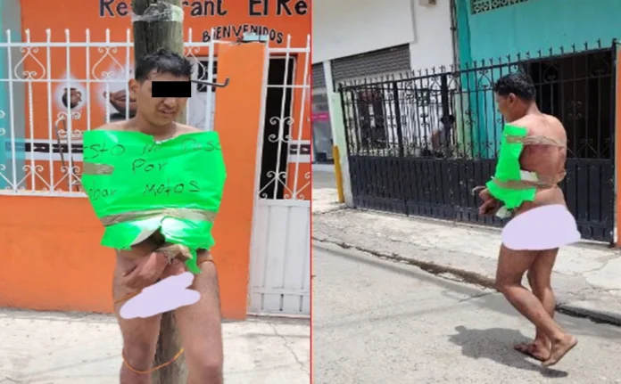 Presunto ladrón de motocicletas es obligado a caminar desnudo en Guerrero