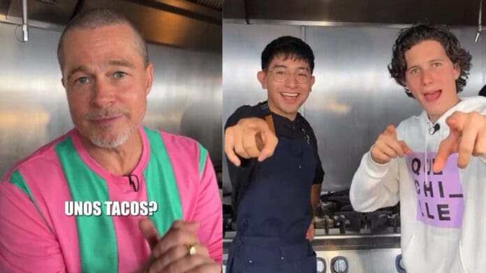 Video: Brad Pitt demuestra sus habilidades culinarias y prepara su propio taco con ayuda de influencers mexicanos