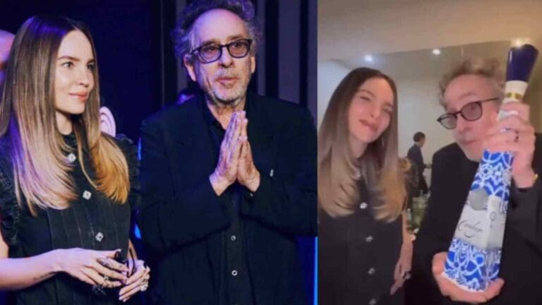 Video: Belinda le regala lujosa botella de tequila a Tim Burton durante su visita a México