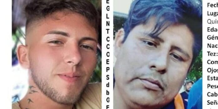 Localizan sin vida a José Diego García Ruelas y Luis Alberto Esteban Mayo, desaparecidos en Cancún. Desactivaron sus fichas.
