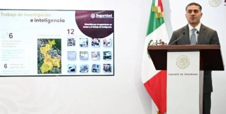 Anuncia el secretario García Harfuch el desmantelamiento de una de las principales redes de huachicol en México.