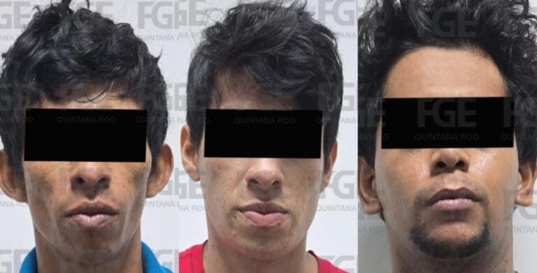 Detienen a tres presuntos responsables de disparar contra una sucursal de la taquería " Los Tarascos" de Cancún.