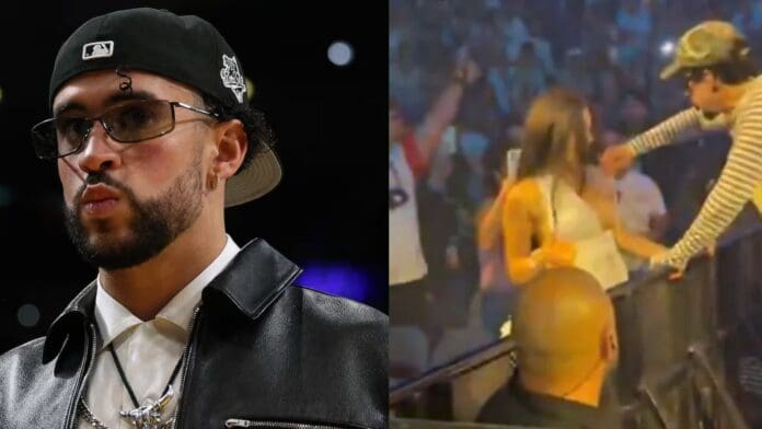 Video: Critican a Bad Bunny por acomodar el escote a una fan durante concierto en Puerto Rico