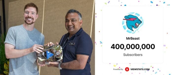 MrBeast recibe botón especial por alcanzar 400 millones de suscriptores en YouTube