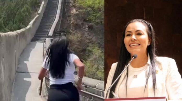 Critican a diputada de Morena por presumir su rutina de ejercicios desde la Muralla China. Dijo que era una grabación 
