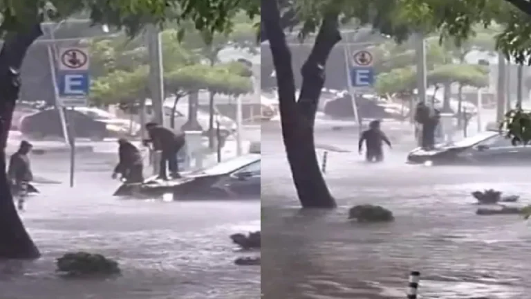 Madre e hijo quedan atrapados en su auto durante inundación en Guadalajara, Jalisco