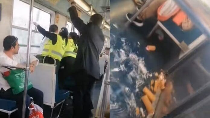 Vendedor de merengues forcejea con mujeres policías en el Metro Cdmx
