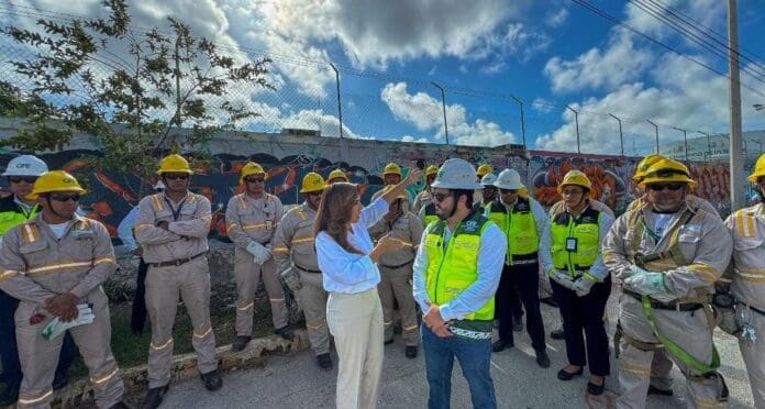 Supervisa Mara Lezama trabajos de restauración de enegía de la CFE en Huayacán, Kabah y Las Torres de Cancún.